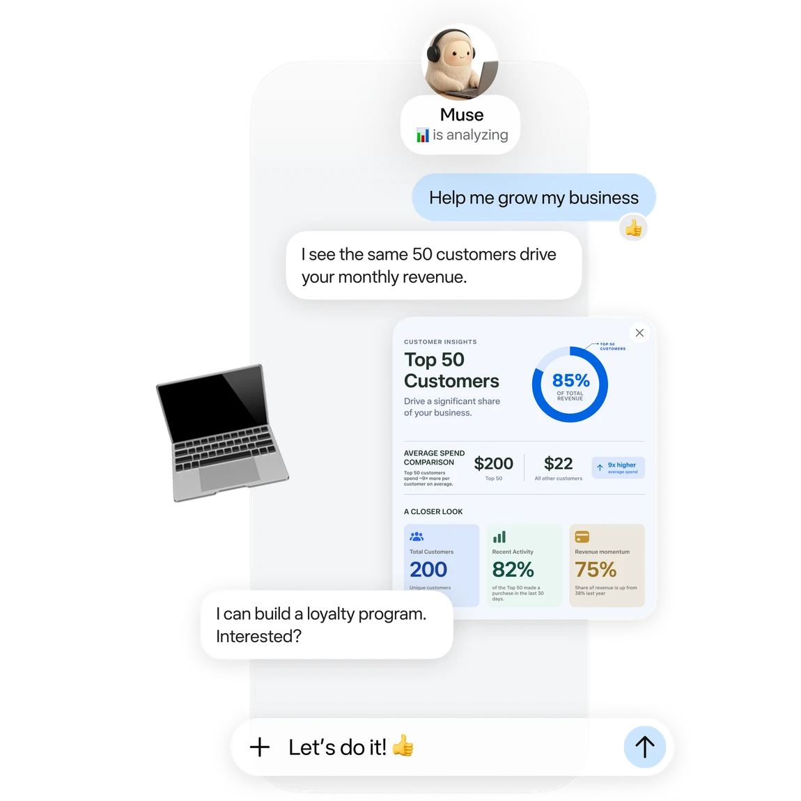 Muse analyzing customer trends and proposing a loyalty program