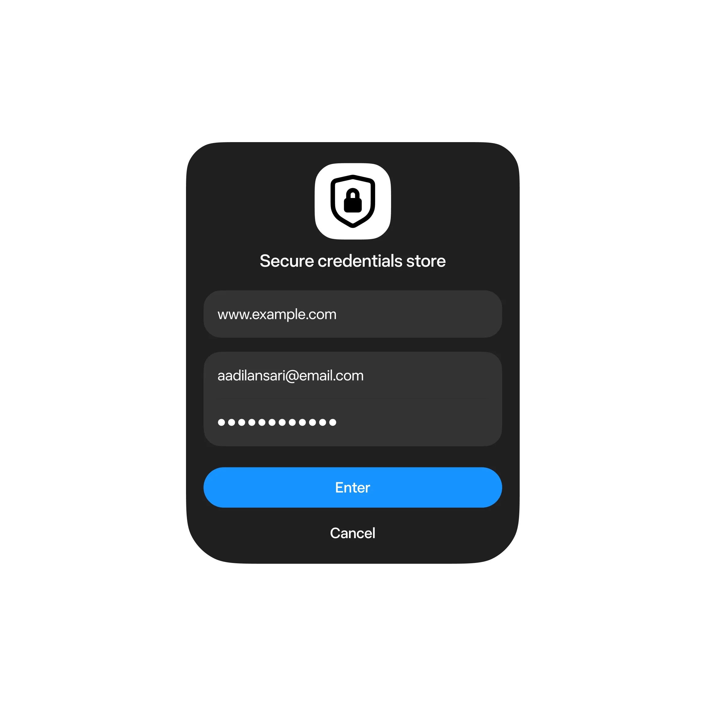 A vault, privacy shield, masked credential, security control, and virtual card