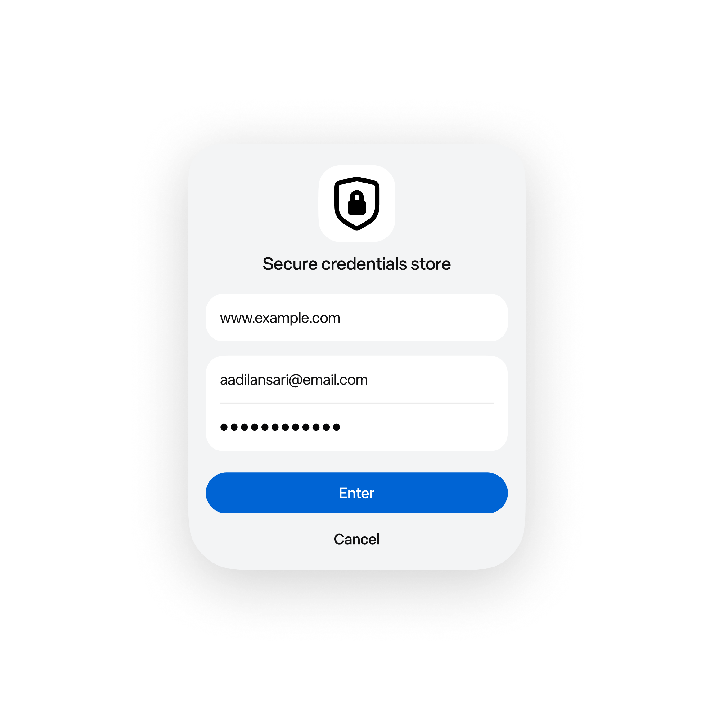 A vault, privacy shield, masked credential, security control, and virtual card